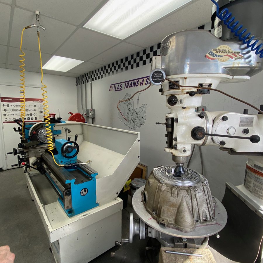 Machinery and tools in an automotive workshop.